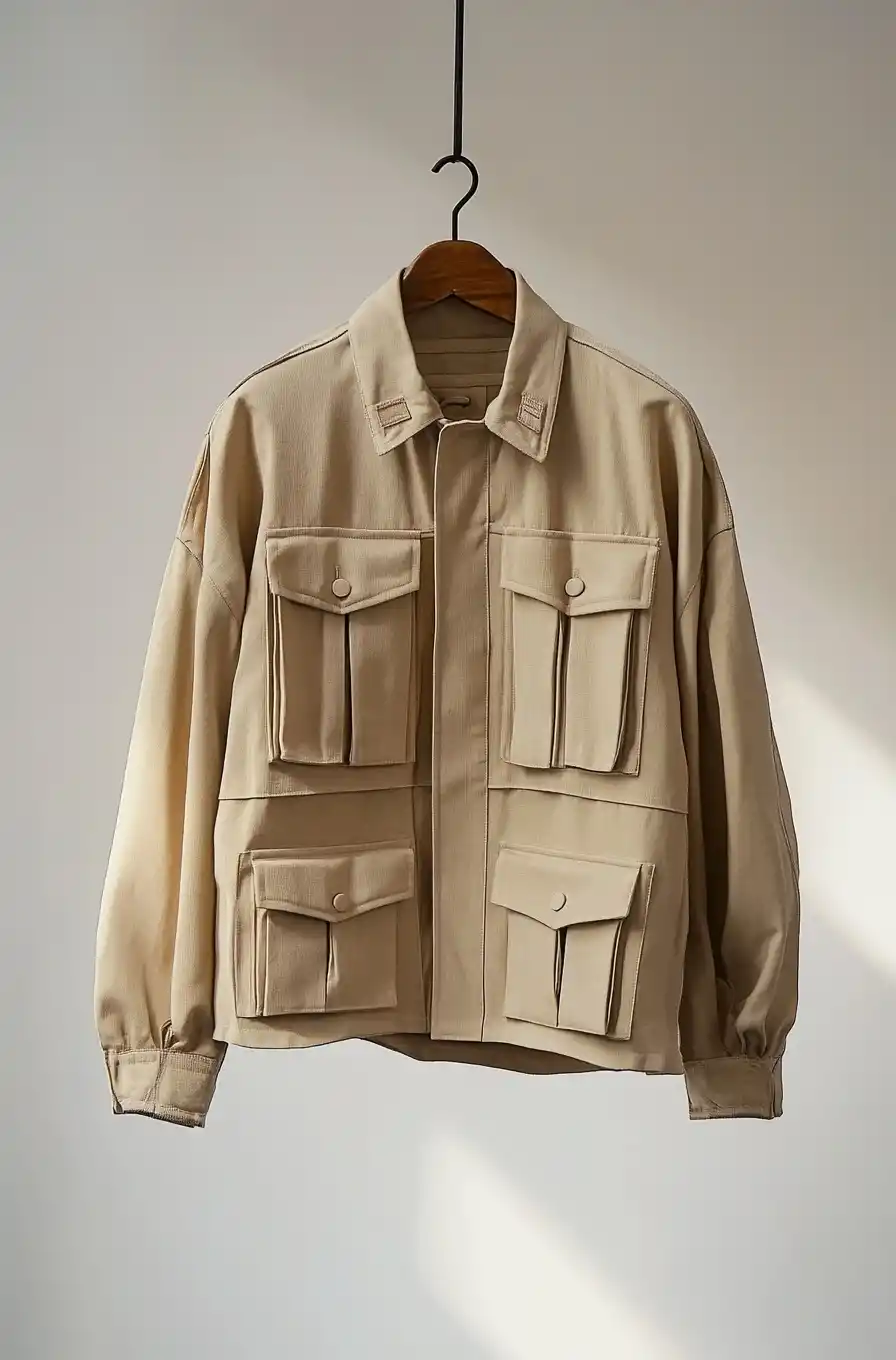 Desert Utility Editorial: A Minimalist, Sand-Toned Collection Highlighting Structured Pockets, Warm Light, and Modern Streetwear Silhouettes