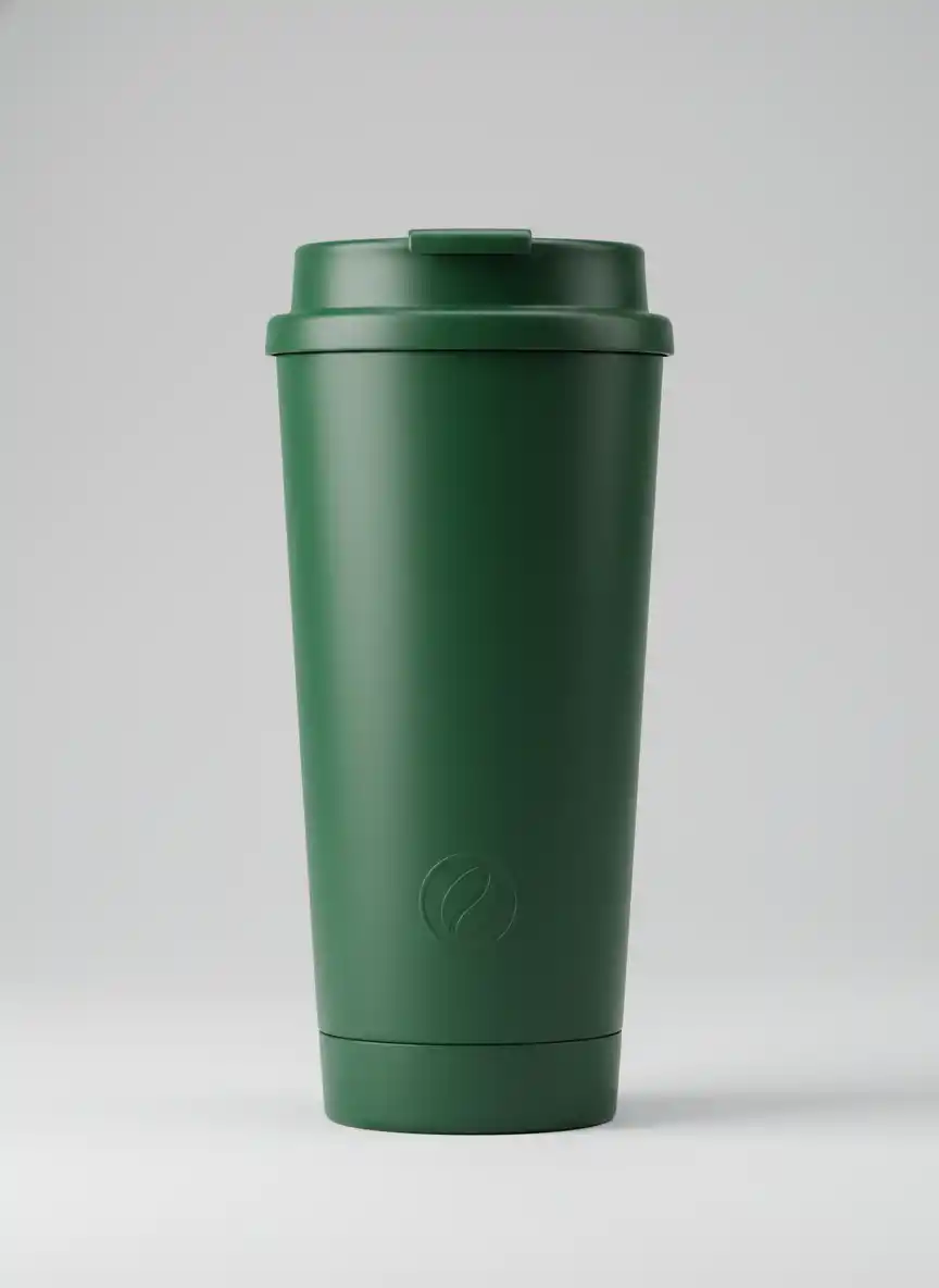 A premium eco-friendly tumbler logo in forest greens, paired with orchid-inspired elegance and a subtle embossed emblem.
