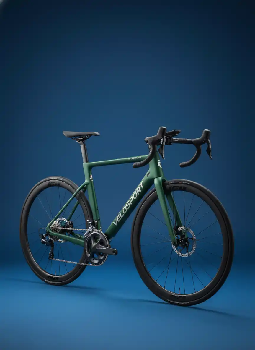 Sleek teal road-bike emblem capturing speed and coastal spirit for a modern cycling brand with bold typography and vector clarity.