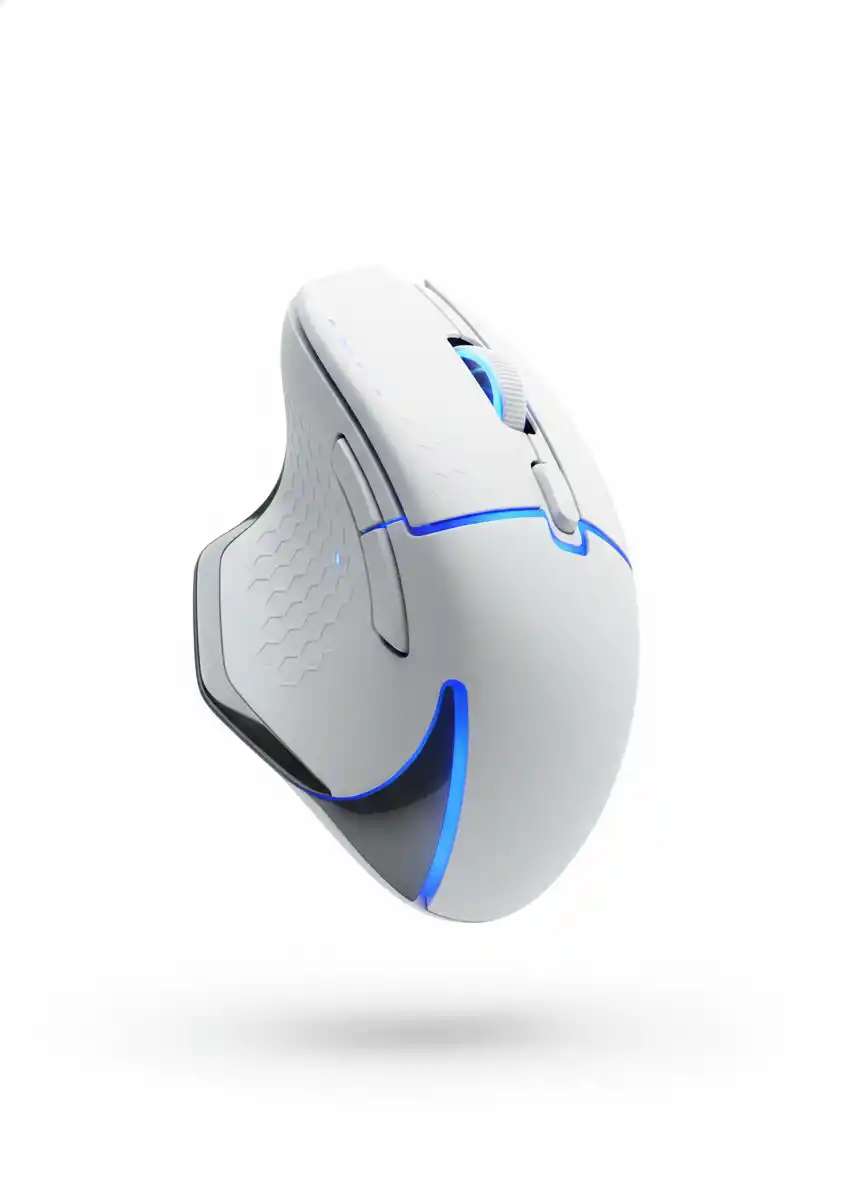 Sleek TechGlide logo with cyan wing emblem beside bold, two-tone typography for a premium gaming brand.