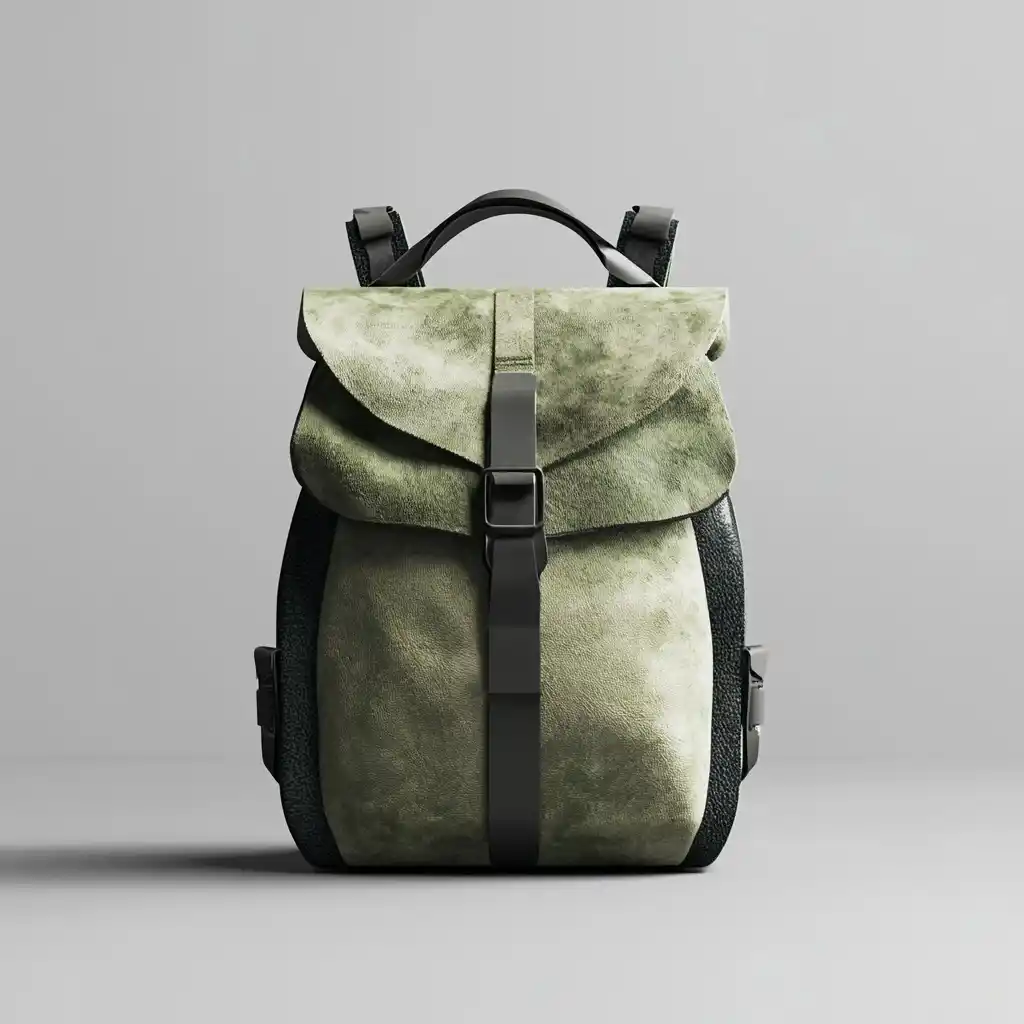 Off white cowhide lychee patterned mountain light outdoor backpack front product image